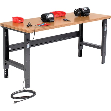 Global Industrial Adjustable Height Workbench, 72 x 36in, Shop Top Square Edge, Black 183165BK
